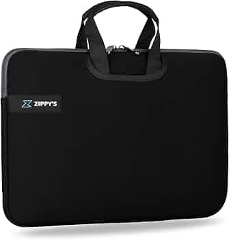 Zippy's Laptop Bag Sleeve 15.6 Inch Cover Durable Travelling Briefcase 360° Shockproof Slim Case, Messenger Handbag Compatible with Macbooks, Asus, Acer, Dell & Ultrabook for Offices (Black, Neoprene)