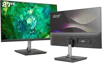 acer RS272 27 Inch Full HD IPS Ultra-Thin (6.9mm) Backlit LED Monitor I Color Patterned Back Mood Light I Dual Glass Design, Sleek Metal Frame I 1 MS, 120Hz I 1xHDMI 1xVGA I Speakers I Eye Care