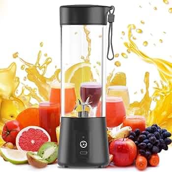 Portable 6-Blade Juicer Blender with Built-In Jar, Juice Mixer Bottle, Fruit Juice Machine, USB Rechargeable Personal Size Juicer Grinder for Juices, Kitchen Appliance for Protein & Milk Shakes (Multi Colour) (S4)