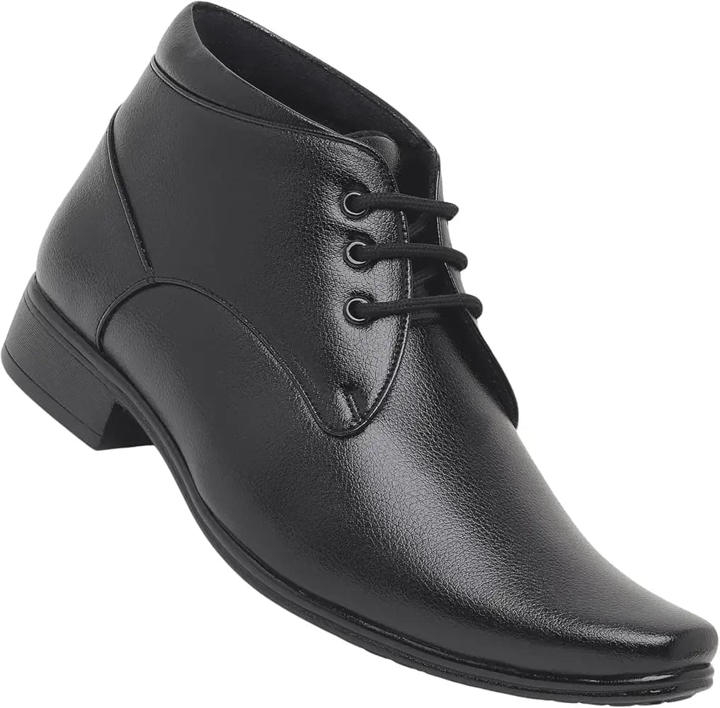 Zixer Artificial Leather Mens Formal Shoes || Office High Top Formal Shoes Men || Cozy Black Formal Shoes for Men Ankle Bike Riding Chelsea Boots For men (Black)