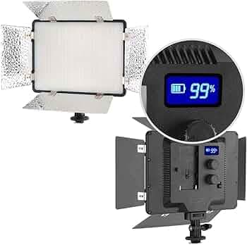 Simpex LED 720 with Barndoor – Professional Ultra Slim, Dual Color LED Video Light with Battery and Charger Black