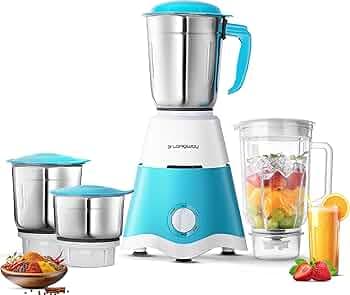 Longway Super Dlx Juicer Mixer Grinder | Up to 750 Watt Powerful Motor | 4 Jars for Grinding, Mixing, Juicing | 2 Year Warranty | Blue & White