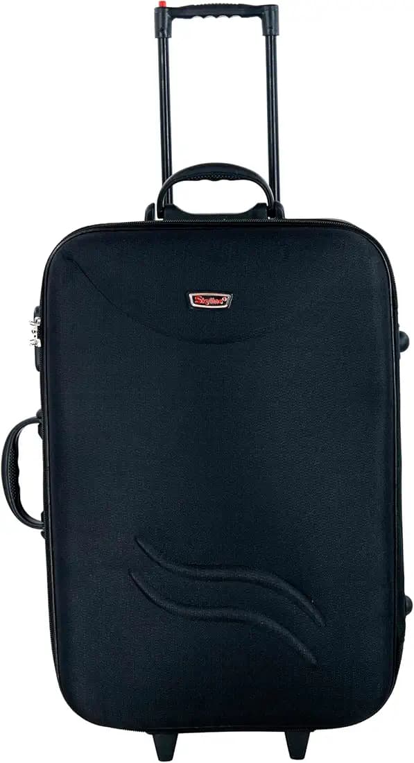Skyline 22 Inch Polyester Lightweight Trolley Travel Bag/Suitcase Bag With Wheels For Men And Women-Number Lock Available (Black), 56 Cm, Spinner Wheels