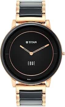 Titan Edge Fusion Quartz Analog Black Dial Black Steel & Ceramic Strap Watch for Men-NS1878KD03/NT1878KD03
