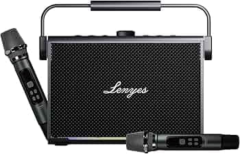 Lenyes Titan 2 Bluetooth Party Speaker | 200W Peak | 2 Wireless UHF Mics | RGB Lights | TWS Stereo | IPX6 Waterproof | 20000mAh Battery | AUX/USB/TF/OTG | Lenyes Audio App Support