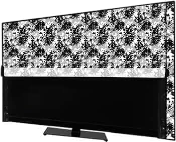 NERHA PVC 50 Inch Led Tv Cover Compatible For Xiaomai, Lg, Samsung, Redmi, Vw, Tcl, Acer All Brands Models, Black Flower Colour.