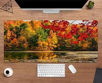 Gadgets WRAP Extended Large 18x36inch Mouse Pad Desk Mat Anti-Slip Base Spill-Resistant for Laptop, MacBook, Gaming Computer - Woodland Near Lake