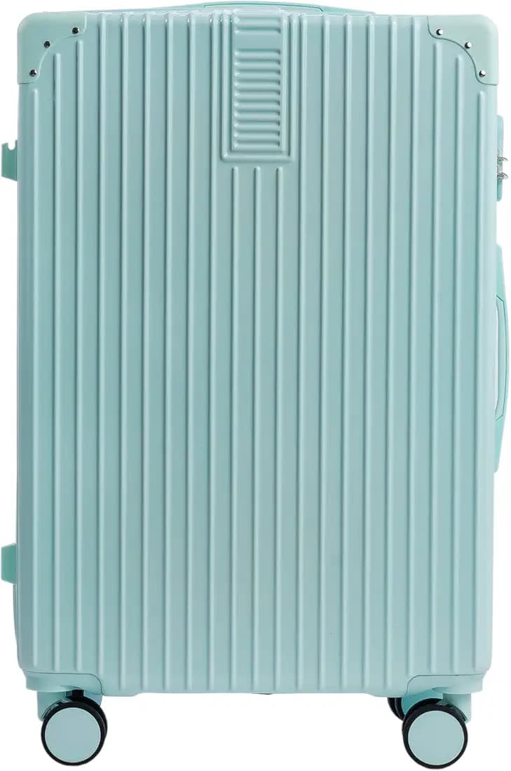 PYB Reise - Suitcase Trolley Bag, USB Port, Anti-Theft Lock, Cup Holder, Hook, Anti Collision Corners, Noiseless 360° Rotating 8 Wheels, Lightweight (Light Blue, Cabin 20 inch)