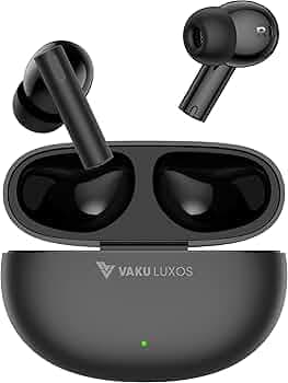 Vaku Luxos® FERROX Premium TWS True Wireless Earbuds | 13mm Dynamic Driver | Deep Bass | Smart Touch Control | 60 Days Standby | Voice Assistant | Bluetooth V5.4 | Long Battery Life – Black