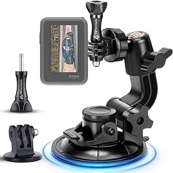 MiPremium Car Suction Cup Mount for GoPro Hero 8 7 6 5 4 3 3+ 2 Session Black Silver XIAOYI 4K SJCAM Xiaomi Yi EKEN Sports Action Camera Dash Cam Holder Perfect for Boats Vehicle Windshield & Window