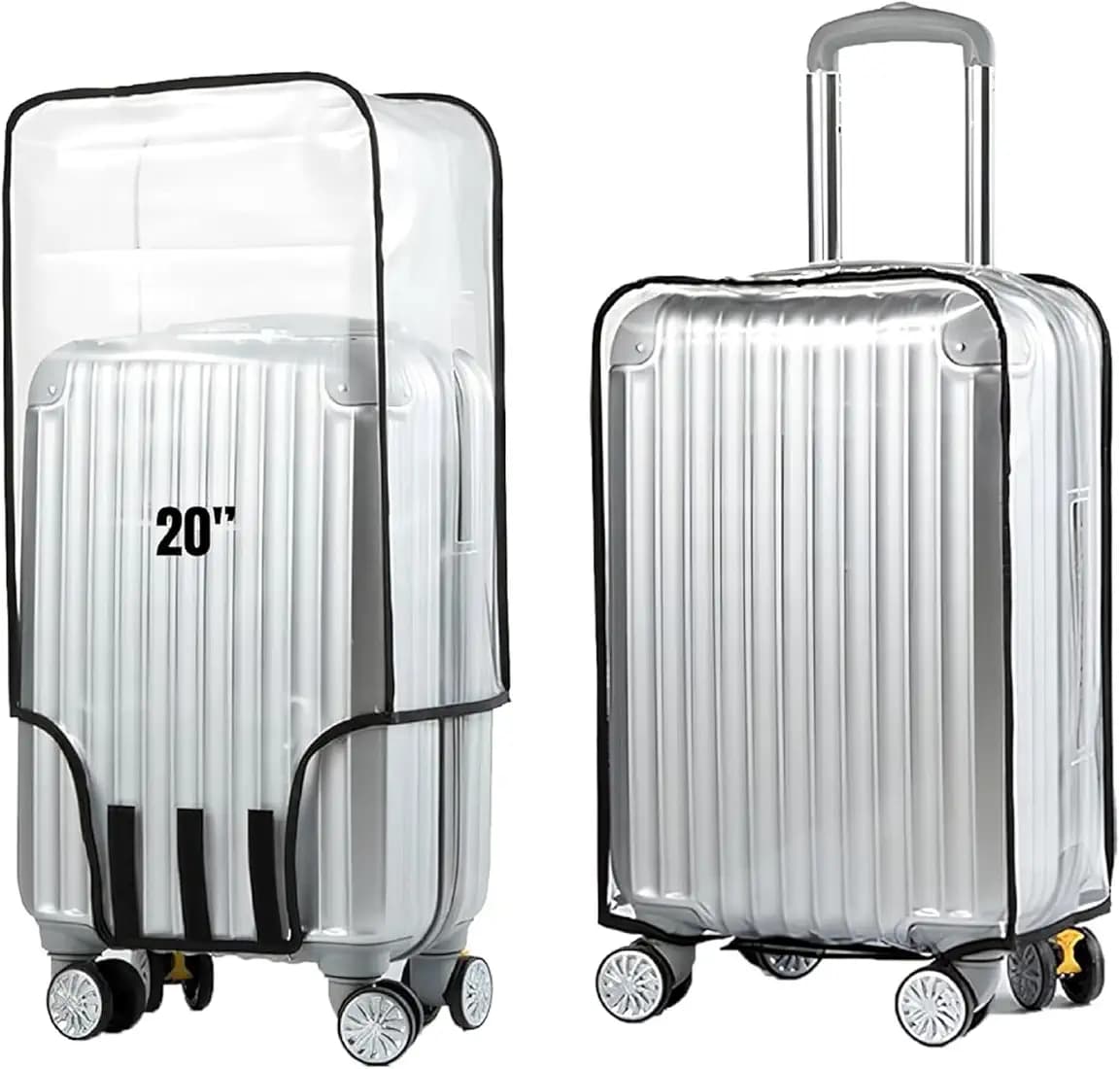 little PANDA 20 inch Trolley Bag Cover Small Suitcase Cover Transparent Waterproof Dustproof Zippered Clear PVC Luggage Covers (Fits Only on Fiber Plastic Trolley Bag) (Small (20 inch))