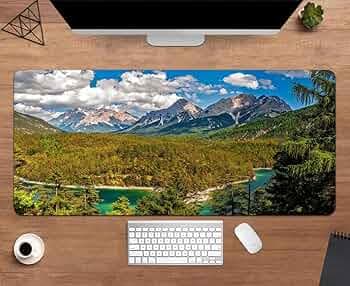 Gadgets WRAP Extended Large 18x36inch Mouse Pad Desk Mat Anti-Slip Base Spill-Resistant for Laptop, MacBook, Gaming Computer - Woodland Mountain Lake