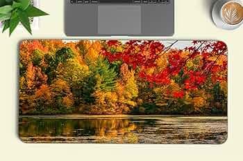 Gadgets WRAP Extra Large 12x32inch Mouse Pad Desk Mat Anti-Slip Base Spill-Resistant for Laptop, MacBook, Gaming Computer - Woodland Near Lake