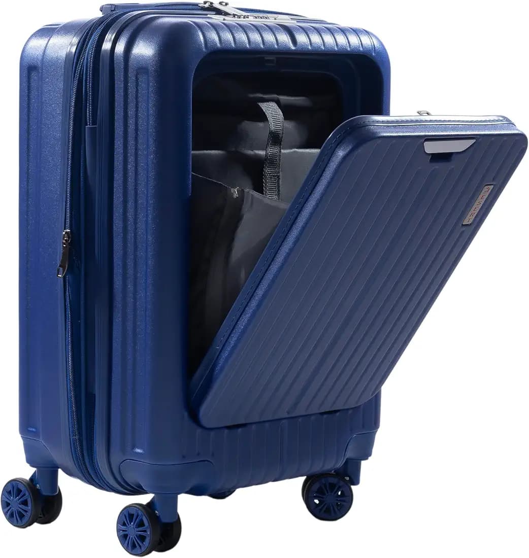 PYB Desert - Cabin Suitcase Trolley Bag, 55 Cm, Laptop Compartment, USB Charging Port, TSA Lock, Noiseless 360 ° Rotating 8 Spinner Wheels, Lightweight, Polycarbonate (Royal Blue), Cabin 20 inch