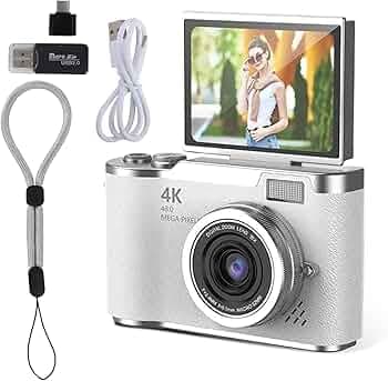 HuiJuKeJi Digital Camera,1080P HD,48MP Digital Point & Shoot Camera,2.4 Inch HD Flip Screen(No Card)
