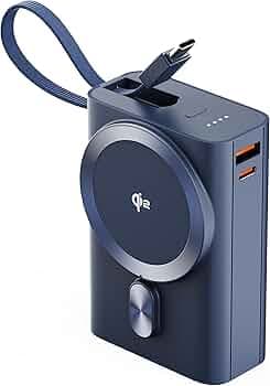 Ambrane 25W Qi2.2 Magsafe Wireless 20000mAh Powerbank, 35W Wired Charging, Fastest Qi2.2 Technology - Now Charge 40% in 30 mins wirelessly, Support MacBook Air Charging for iPhone (Orbit 20K, Blue)