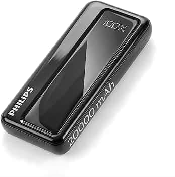 Philips 20000mAh 22.5W Fast Charging Power Bank (Slate Black) with Digital LED Display | Type-C Input/Output | 3 Output Ports | Lithium Polymer | Portable for Mobile, Tablet & Earbuds