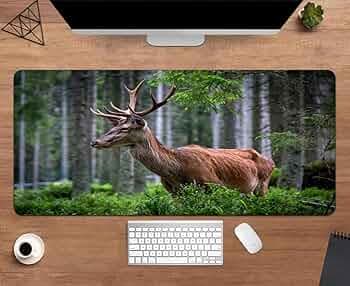 Gadgets WRAP Extended Large 18x36inch Mouse Pad Desk Mat Anti-Slip Base Spill-Resistant for Laptop, MacBook, Gaming Computer - Deer in Woodland