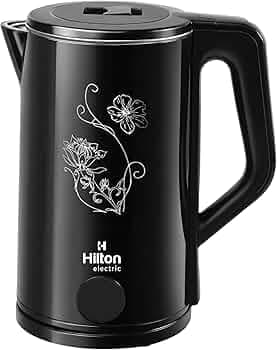 Hilton Premium Black 2 Litre Electric Kettle | 1500-Watt with Stainless Steel Body, Cool Touch Handle, Auto Switch-off Mechanism for Boiling Water, Tea, Coffee & instant noodles