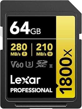 Lexar Gold Series Professional 1800x 64GB UHS-II U3 SDXC Memory Card