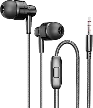 UBON B6 Wired in Ear Earphones with in-line Mic for Clear Calling, 10mm Dynamic Drivers for Boosted Bass, 3.5mm Jack, Multi-Functional Controller (Black)
