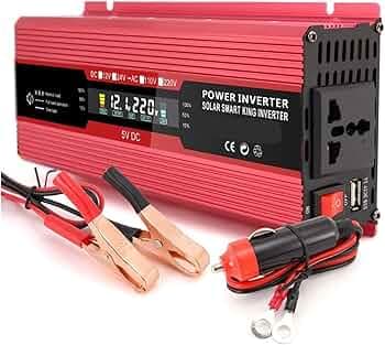 MeLphi PP Inverter with LCD Screen in Red, High Power Solar Inverter 12v to 220v for Car, 2000w (Size : 12v1200W)