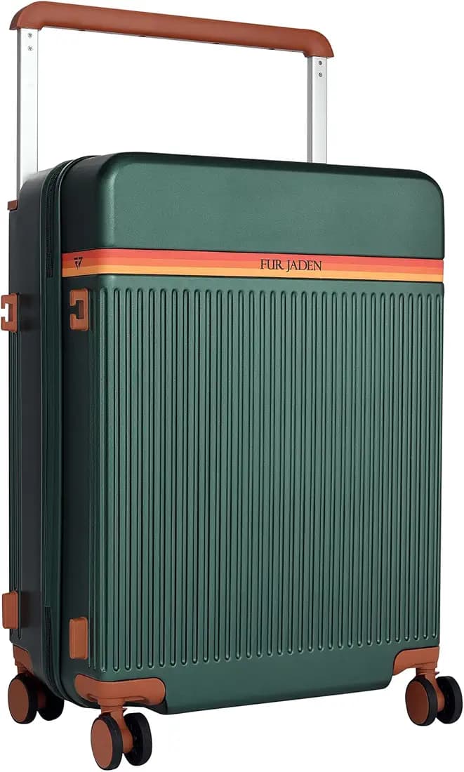 FUR JADEN The Aviator 55cm German Polycarbonate Travel Luggage Cabin Suitcase with 8 StealthTech Silent Shock Absorbing Wheels, TSA Lock & Aerospace Grade Wide Trolley (Forest Green, Cabin 20")
