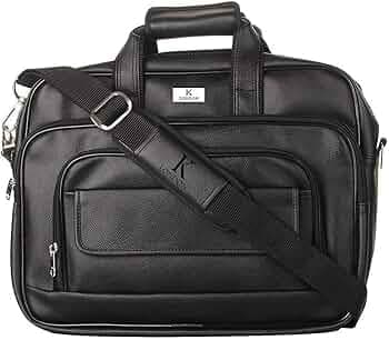 K London Black Artificial Leather Handmade Men Women Laptop Bag Office bag Cross Over Shoulder Messenger Bag Office Bag (1102_Black)