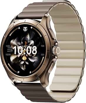 Titan Evoke 2.0, 1.32" AMOLED Display Smart Watch with AOD,1000 Nits, Functional Crown, Magnetic Strap, Metal Body,Fast Charge,24/7 Health Suite, BT Calling, SpO2, HRM, IP68 Smartwatch - Cocoa Brown