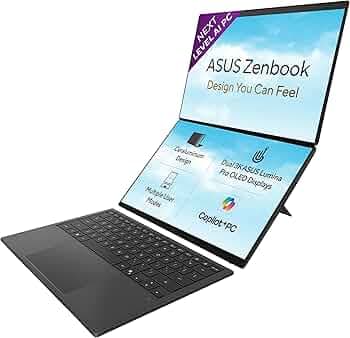 ASUS Zenbook Duo (2026),Intel Core Ultra 7 355,Intel iGPU,32GB RAM,1TB SSD,3K OLED,Touchscreen,14"(35.5 cm),Windows 11,M365 Basic(1Y),Office 2024,Moher Gray,1.65 Kg, UX8407AA-SN183WS,Copilot+ PC