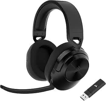 Corsair HS55 Wireless Gaming Headset, Carbon, Low-Latency 2.4Ghz Wireless or Bluetooth, Dolby Audio 7.1 Surround Sound on PC and Mac, Omni-Directional Microphone with Flip-to-Mute Function