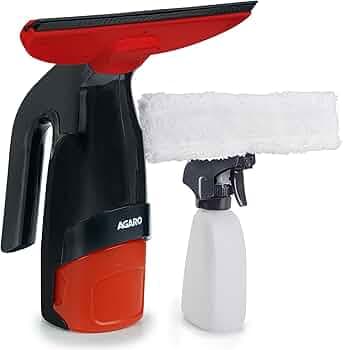 AGARO Delite Electric Glass Vacuum Cleaner, Spray & Vacuum, 28 Cm Suction Blade, Cordless, 360 ML Spray Bottle, Portable, Efficient for Cleaning Window Glass, Tiles, Glass Tables, Red & Black