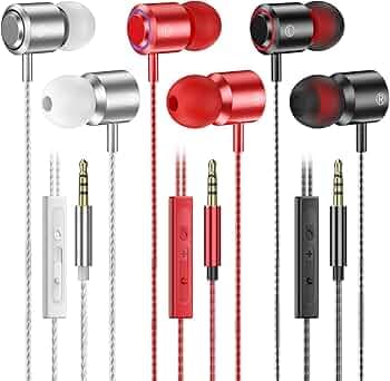 3 Pack Earphones, in Ear Headphones Wired Earphones with Microphone and Volume Control, Clear Sound, Noise Isolating, 3.5mm Earbuds Wired for Samsung, PC,Tablet, iPad, MP3 and Other 3.5mm Devices