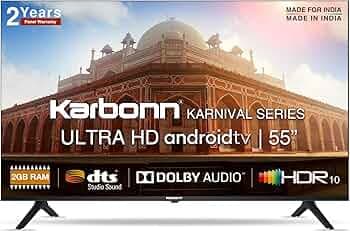 Karbonn 140 cm (55 inches) Karnival Series 4K Ultra HD Smart Android IPS LED TV KJS55ASUHD (Black)