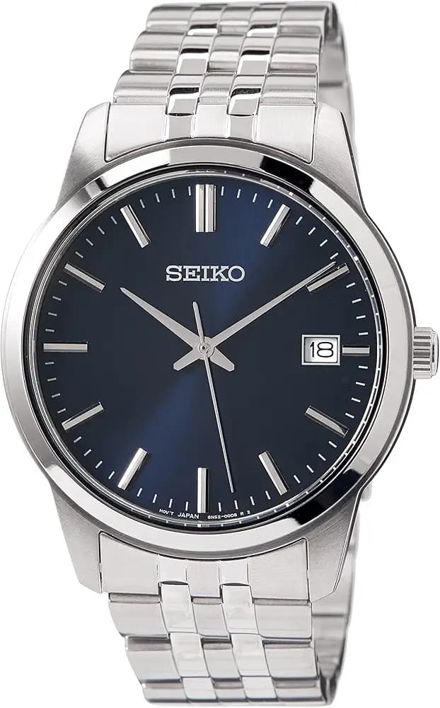 Seiko Mens Metal Collection Analog Blue Dial Watch-Sur399P1, Band Color:Silver