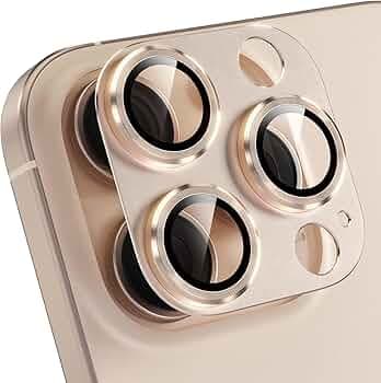 Choiche Compatible for iPhone 16 Pro/iPhone 16 Pro Max Camera Lens Protector, Bling Camera Cover with 9H Tempered Glass Lens Screen Protector Metal Ring Decoration Accessories (Titanium Desert)