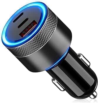 Star Work 66W Super Fast Car Charger, Triple Port(PD 33W +PD 33W +QC 18W) C Type Adapter, Charger for iPhone 17/16,Android Smartphones,Laptop,12V-24V (3 Port (2X Type C + 1-USB)