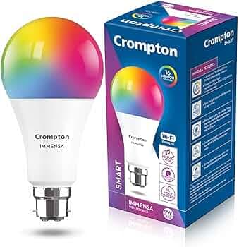 Crompton 9-Watt B22 WiFi Smart LED Bulb Compatible with Amazon Alexa and Google Assistant (Immensa Music Sync B22, Pack of 1)