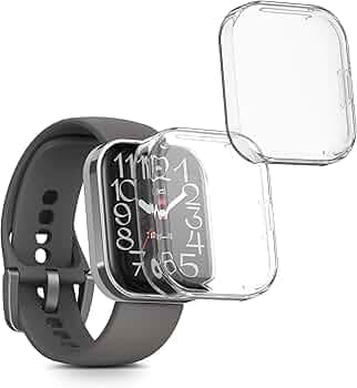 kwmobile Case Compatible with Amazfit Bip 5 Unity 46mm Case - 2X TPU Silicone Fitness Tracker Cover - Transparent