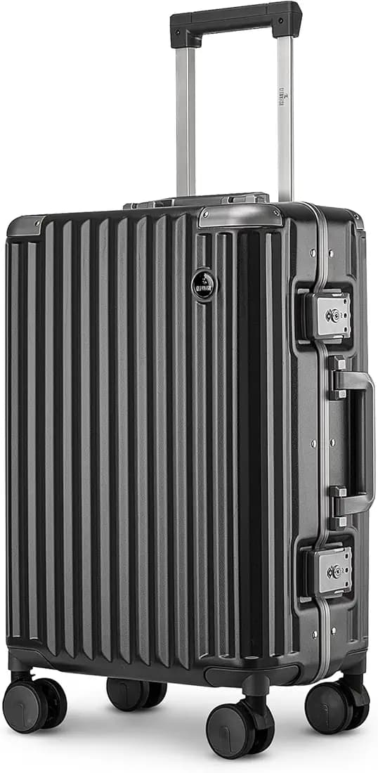 THE Clownfish Stark Series Cabin Trolley Bag | 47 Liters Capacity & Durable Polycarbonate Hardshell | 8 360 Degree Wheels & TSA Lock | Carry-On Suitcase | Sooty Black | (Small Size,57 Cm-22 Inch)