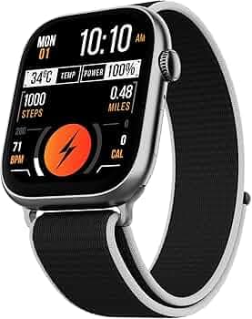 Fire-Boltt Ninja X Ring Smart Watch 1.96" Always On Display Bluetooth Calling, Voice Assistant, SpO2 & Heart Rate, 120+ Sports Modes, IP67 Waterproof Smartwatch for Men & Women - Black Nylon