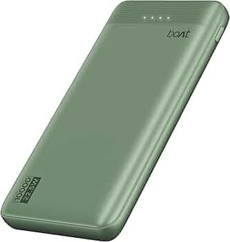 Boat EnergyShroom PB300 Activ 10000mAh Power Bank with 22.5W Fast Charging, 3X Output Ports, Supports Android, iPhone, Tablets, Earbuds (Mint Green)