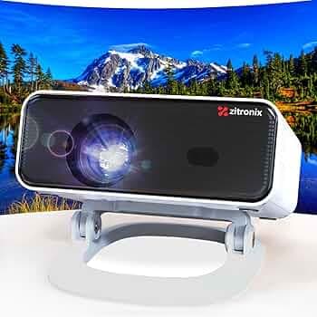 zitronix®Projector for Home 4k Electric Focusing, Mini Projector Native 1080P Automatic Trapezoidal Correction, LED Projector for Room 4000 Lumens Bluetooth Wireless Connection PERICAT-L012