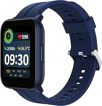 realme Techlife Smart Watch SZ100 1.69" HD Display with SpO2, Heart Rate & Temperature Monitors (Blue Strap, Free Size), RMW2103
