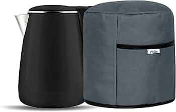 Polyester Dust Cover for Glass Electric Kettle With Open Pocket Waterproof, Dustproof and Washable Easy to Clean, Universal Fit, Durable (Grey)