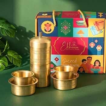 Ekhasa Suvrasa 100% Pure Brass Filter Coffee Maker & Coffee Cup for Home & Office | South Indian Filter Coffee Maker & Dabara Set | Drip Coffee Decoction Maker Machine Brewer