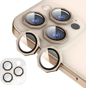 GadgetBite Snaptra Octagon Lens Protector Compatible With iPhone 16 Pro & iPhone 16 Pro Max – 9H Tempered Glass Camera Cover with Metal Ring, Scratch-Resistant,Camera Lens - Desert Titanium