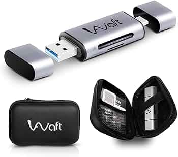 AIWaft 2-in-1 High-Speed Card Reader | USB 3.0 & Type-C | Premium Aluminum Body with Protective Case | Supports SD, SDHC, SDXC, MicroSD | Fast Data Transfer & OTG Compatible for All Devices