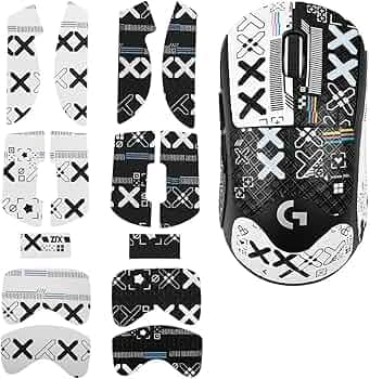 ZORBES® 2-in-1 Mouse Grip Tape Anti Slip Skin for G Pro X Superlight Superlight 2 Gaming Mice, Mouse Grip Tape, Pre-Cut, Self-Adhesive, Sweat-Resistant(White Set+Black Set)