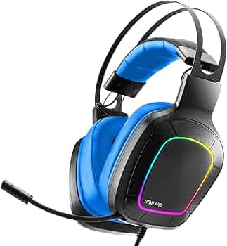 Nitho Titan PRO 7.1 Surround Gaming Headset with Cardioid Microphone for PS5, PS4, PC, Laptop, Over-Ear Stereo Wired Gaming Headphones with RGB LED Light, 3.5 mm Audio Jack, 50 mm Drivers - Blue